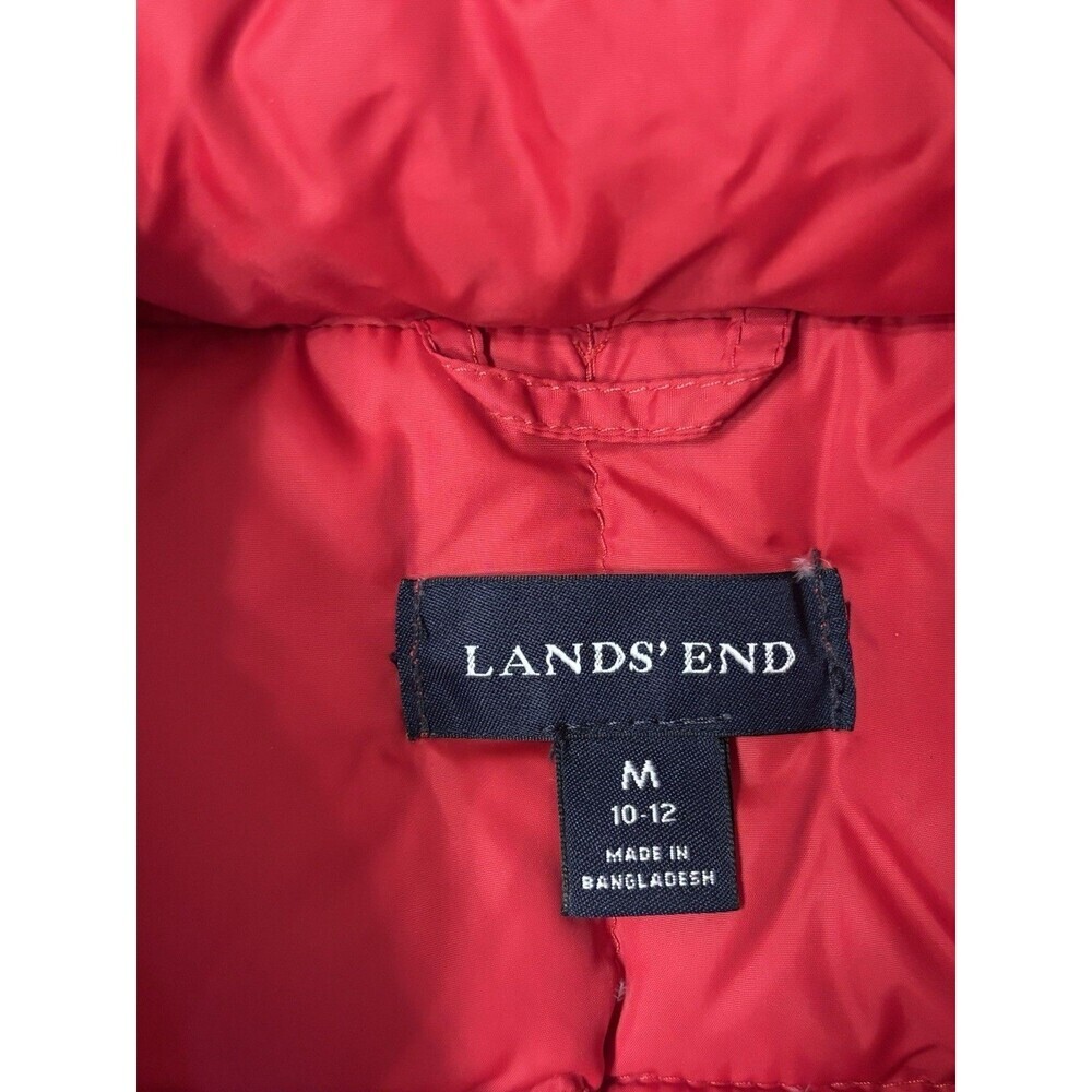 Lands’ End Goose Down Puffer Vest Snap Front Quilted Feathers Women’s Red Sz Med - Picture 3 of 8